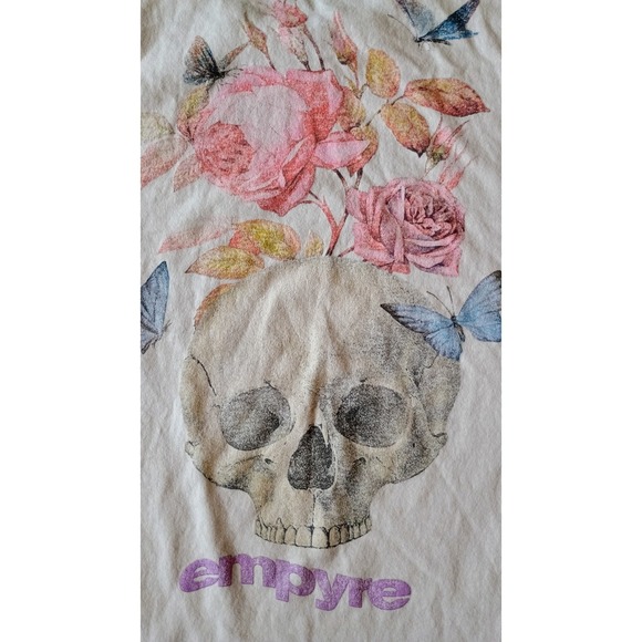 Vtg EMPYRE Mens Graphic T Shirt Skull Roses Butterflies Logo Casual Size Medium - Picture 7 of 7